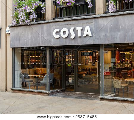 Chester, Uk: Aug 6, 2018: The Costa Coffee Shop In Chester City Centre. Costa Are The Largest Coffee