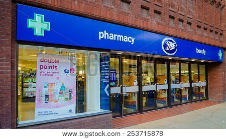 Chester, Uk: Aug 6, 2018: Boots Is A Chain Of Pharmacy Stores In The Uk Which Has Shops In Most Town