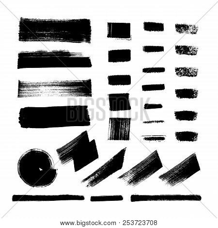 Brush Strokes Set Hand Drawn Scribble Abstract Vector Illustration. Border Design Template.
