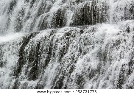 Detail Of The Dynjandi Waterfall In Iceland Showing How Powerful It Is