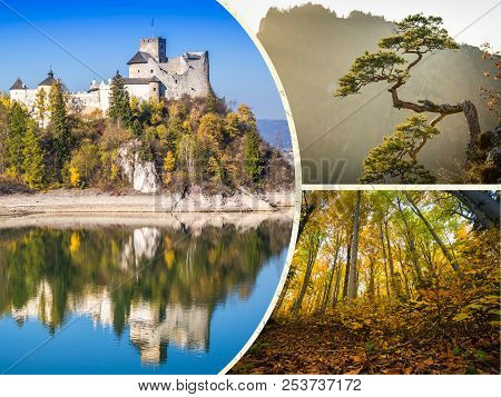 Collage Of Pieniny Beautiful Views Of The Mountains Poland.