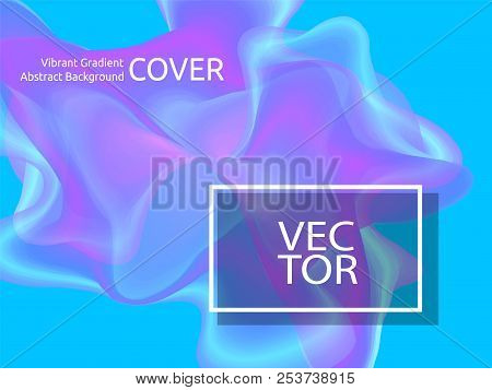 Blue Poster Design With Vibrant Gradient, Neon Fluid Texture. Fashionable Vector Background, Cover T
