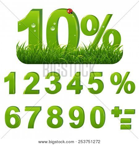 Green Percents Set With Grass 