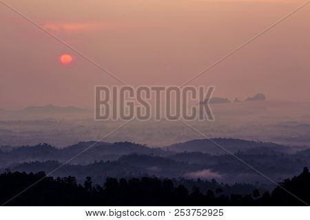 Beautiful Light Sunrise Sunset At On Top Of Bukit Panorama Sungai Lembing