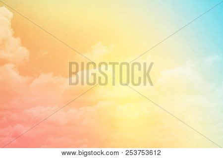 Fantasy Cloud And Sky With Pastel Gradient Color, Nature Abstract Background