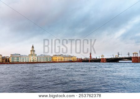 View Of Universitetskaya Embankment In Saint Petersburg, Russia