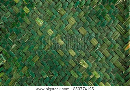 Green Vimini Bamboo Weaving Texture Background Pattern