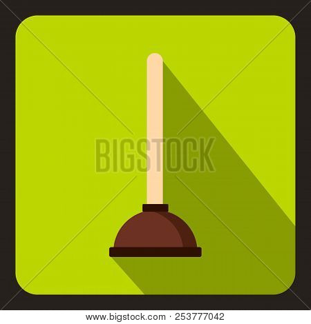 Cup Plunger Icon In Flat Style On A Lime Background Illustration
