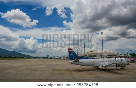 Chiang Mai, Thailand - Jun 22, 2016. A Legacy Air Saab 340 Docking At Chiang Mai Airport (cnx). The 