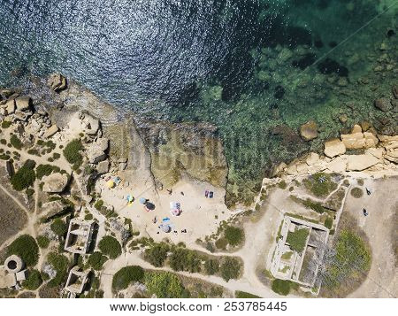 Aerial View Of Scenic Coastline Of Plemmirio Natural Reserve In Sicily, Italy