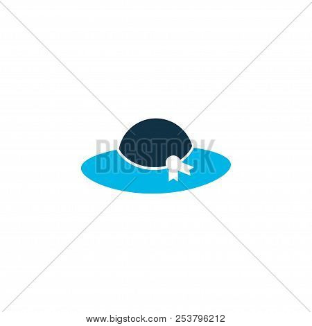 Hat Icon Colored Symbol. Premium Quality Isolated Hatband Element In Trendy Style.