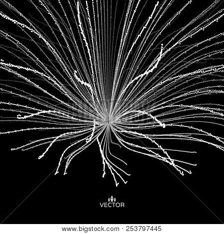 Abstract Science Or Technology Background. Array With Dynamic Particles. Vector Illustration.