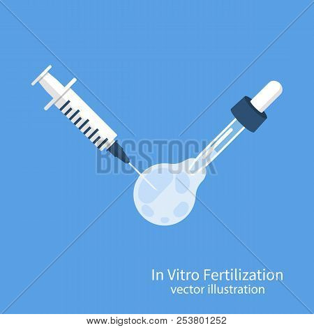 In Vitro Fertilization. Artificial Insemination Concept. Cellular Treatment. Syringe Pipette Ovum An