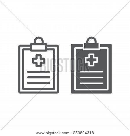Medical Record Line And Glyph Icon, Hospital And Medicine, Medical Report Sign, Vector Graphics, A L
