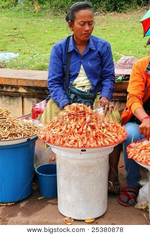 Comerciante en O smach tailandés - Combodia frontera