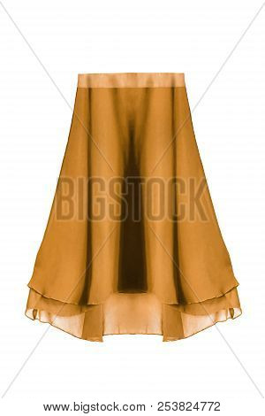 Yellow Ciffon Flared Midi Skirt Isolated Over White