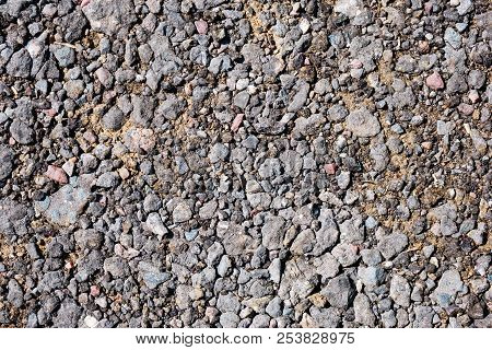 Crushed Ballast Gravel Stone On Ground. For Texture And Background