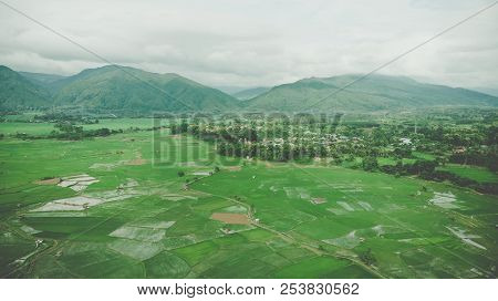 Terrace Rice Field Aerial View In Nan,thailand