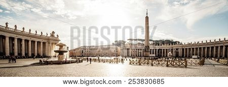 Panoramic  View On Saint Peter Square Of Vatican City (piazza San Pietro),  Italy