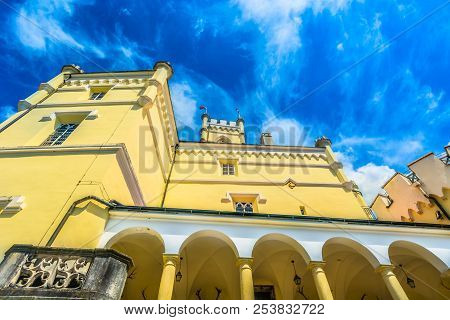 Scenic View At Architectural Details Of Trakoscan Public Castle, Croatia Europe.