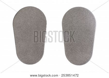 Grey Polyurethane Insert In Jeans For Protection, Guard Body Protectors For Safety Isolated In White