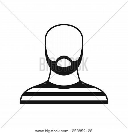 Bearded Man In Prison Garb Icon In Simple Style On A White Background Illustration
