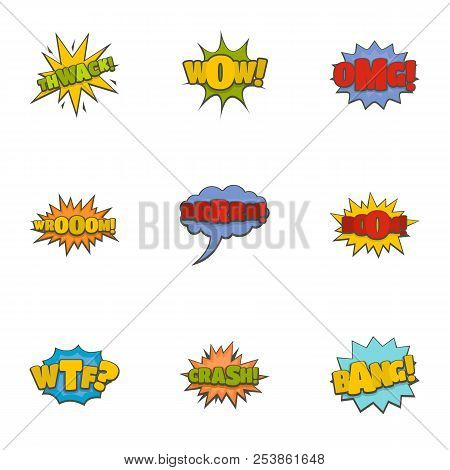 Oups Icons Set. Cartoon Set Of 9 Oups Icons For Web Isolated On White Background