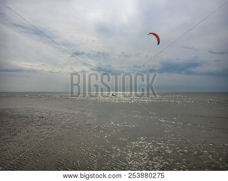 A Kite Surfer At St. Peter-ording Beach, Germany