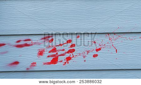 Blood On The Wall, Halloween Bloody Murder Or Death Crime Killer Violation Concept