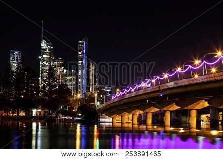 Surfers Paradise Cityscape Alongside The Sundale Bridge