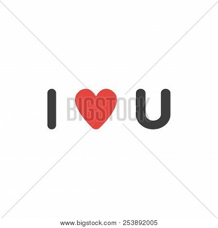 Flat Design Style Vector Illustration Concept Of Black And Red I Love You Abbreviation Text With Red