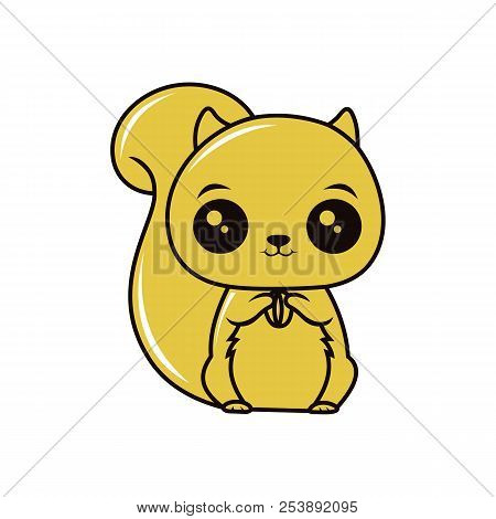 Vector Illustration Of Squirrel With Acorn. Easy To Edit