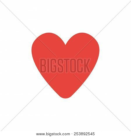 Flat Design Style Vector Illustration Of Red Heart Symbol Icon On White Background.