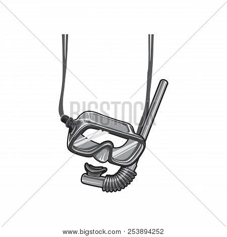 Realistic Grey Diving Mask Vector Illustration Design
