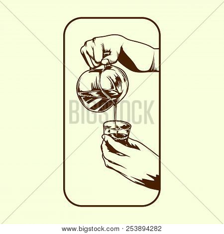 Coffee Maker Pouring Into Cup Vector Illustration Easy To Edit.