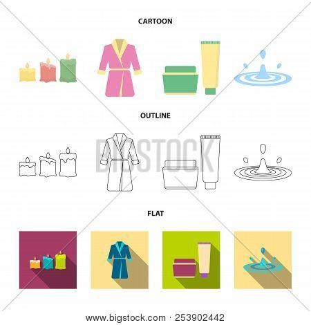 Multicolored Burning Candles, A Pink Robe With A Yellow Belt And A Collar, A Tube With Cream And A J