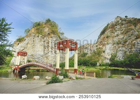 Ratchaburi, Thailand - July 28, 2018: Beautiful Stone Mountain 
