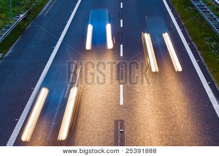 Highway Traffic At Night
