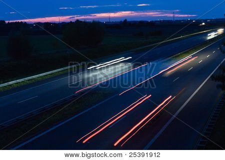 Highway Traffic At Night