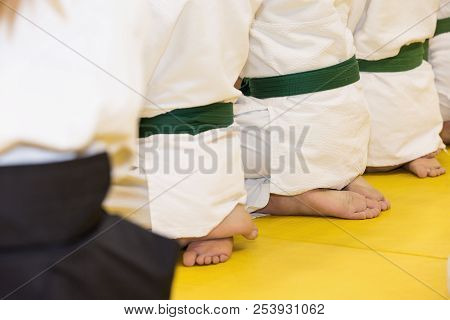 People In Kimono And Hakama On Martial Arts Training