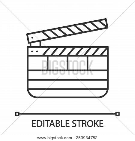 Clapperboard Linear Icon. Thin Line Illustration. Time Code Slate. Contour Symbol. Vector Isolated O