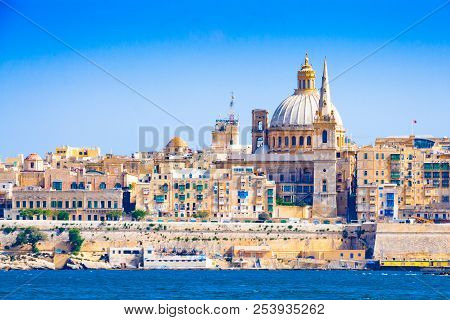 Skyline Of Valleta, The Capital City Of Malta In Summer