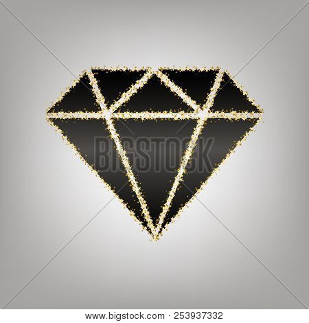 Diamond Sign Illustration. Vector. Blackish Icon With Golden Sta