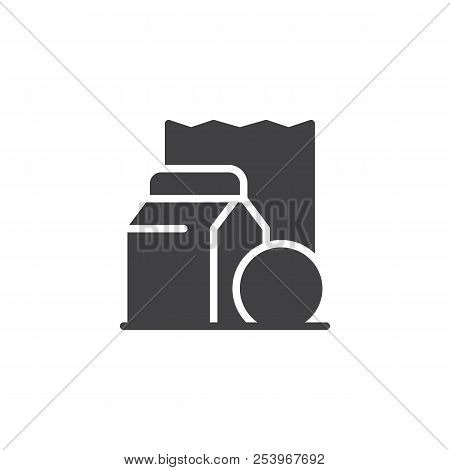Paper Bag With Food Vector Icon. Filled Flat Sign For Mobile Concept And Web Design. Shopping At The