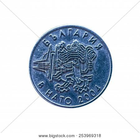 Bulgarian Money, Nato Commemorative Coin. Lev, Bgn Currency, Macro View. Finance, Banking And Busine