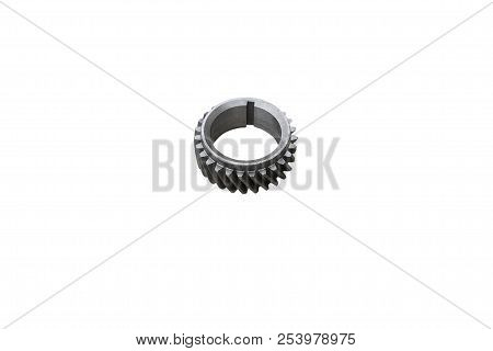 Gear Gearbox With A Keyway On An Isolated White Background