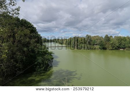 View On The Dombes River In The French Countryside
