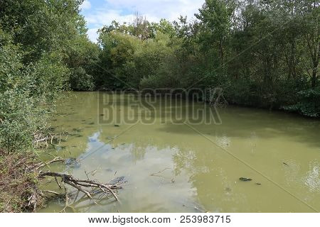 View On The Dombes River In The French Countryside