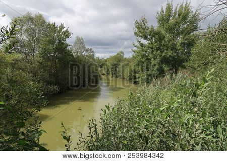 View On The Dombes River In The French Countryside