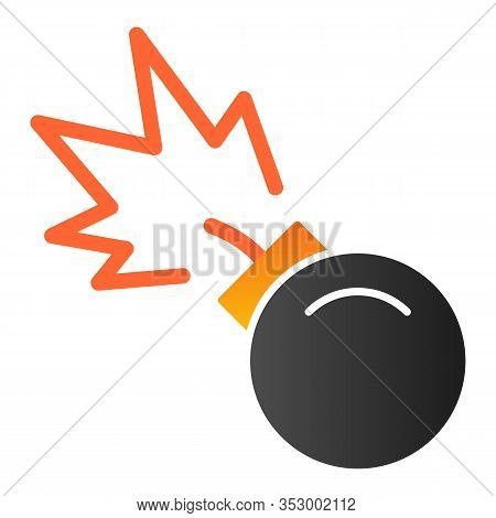 Bomb With Bickford Fuse Flat Icon. Bomb With Lit Fuse Vector Illustration Isolated On White. Boom Gr